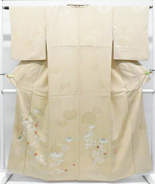 【中古】リサイクル着物 付下げ 金駒刺繍 花 正絹 着物 身丈約160.5cm 裄丈63.5cm 26z01-413【リサイクル】 IDnet|アイディーネット