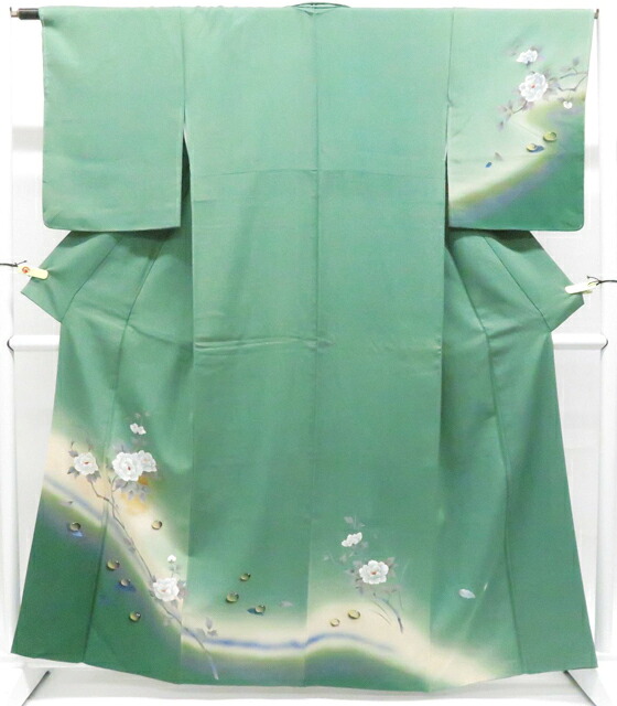 【中古】リサイクル着物 訪問着 螺鈿 金彩 ぼかし 牡丹 正絹 着物 身丈約161.5cm 裄丈64cm 26z01-417【リサイクル】 IDnet