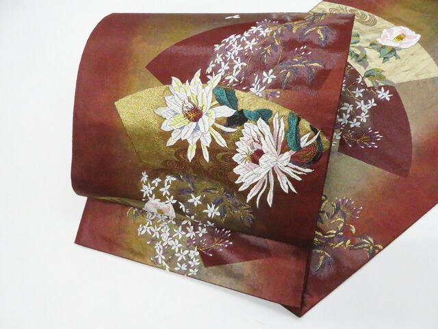 【中古】袋帯 六通柄 花 正絹 26b01-117【リサイクル】 IDnet