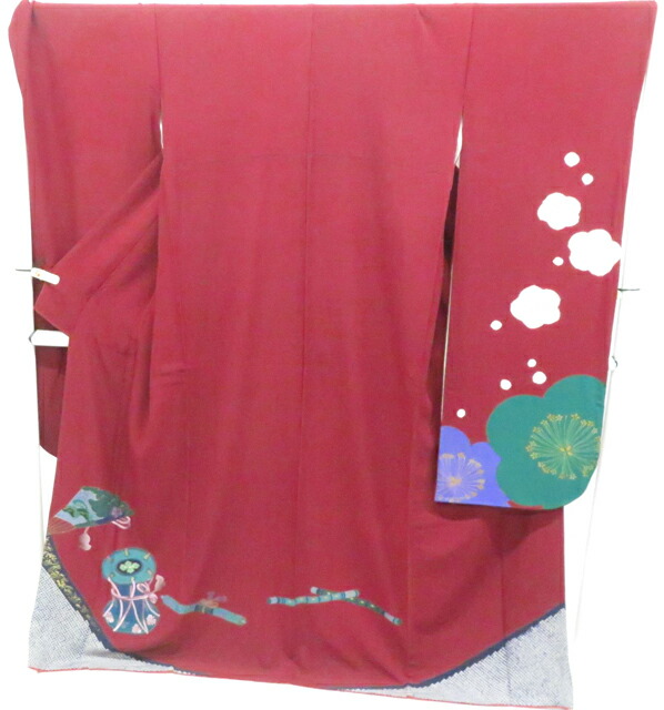 【中古】リサイクル着物 振袖 絞り 刺繍 扇子に鼓 正絹 着物 身丈約172.5cm 裄丈72cm 26z02-601【リサイクル】 IDnet