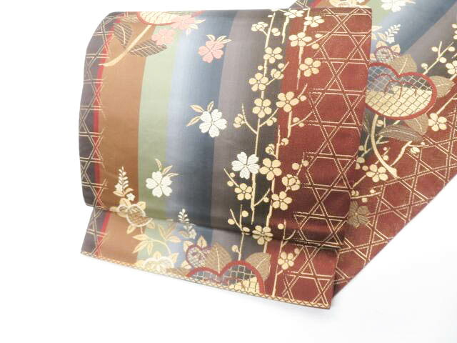 【中古】袋帯 六通柄 金糸 立花 正絹 美品 26b02-139【リサイクル】 IDnet