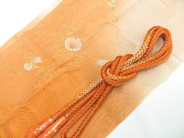 【中古】和装小物 帯締め帯揚げセット 帯締 帯揚 丸組 暈し 花 金糸 美品 26w02-1530【リサイクル】 IDnet