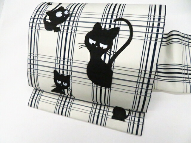 最大70%OFF【中古】九寸名古屋帯 オリジナル お太鼓柄 猫 ネコ 正絹 r8b03-18【リサイクル】 IDnet
