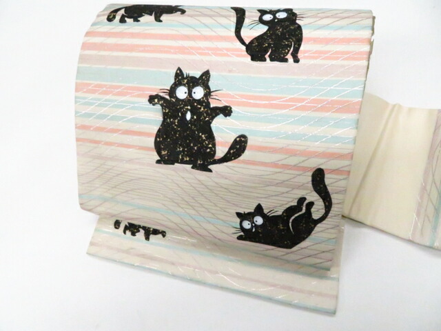 最大70%OFF【中古】九寸名古屋帯 オリジナル お太鼓柄 猫 ネコ 正絹 r8b03-29【リサイクル】 IDnet 7,425円