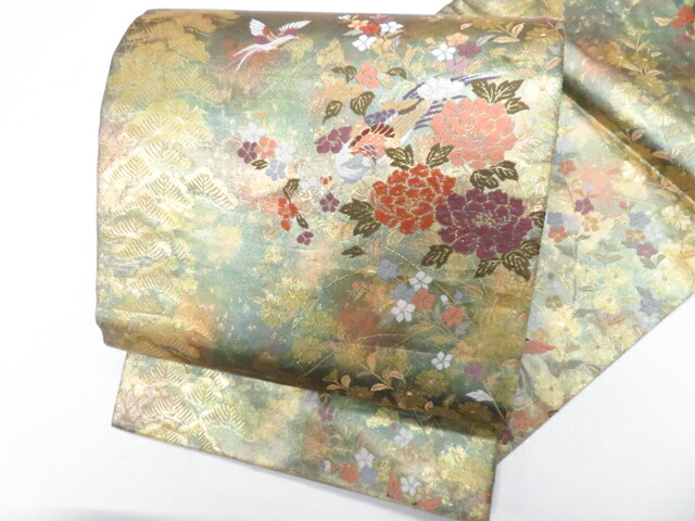 最大70%OFF【中古】袋帯 六通柄 松献上花鳥紋 正絹 26b03-229【リサイクル】 IDnet
