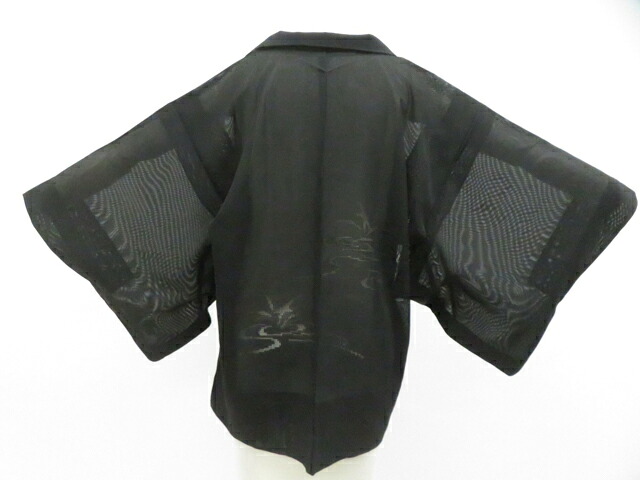 【中古】リサイクル着物 黒羽織 夏物 夏 羽織紐付 正絹 着物 美品 身丈約70.5cm 裄丈約61.5cm 26z03-1456【リサイクル】 IDnet