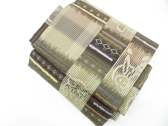 【中古】袋帯 ワンタッチ帯 作り帯 金銀糸 帯枕・メッシュ帯板付き 箱入 r8b04-69【リサイクル】 IDnet
