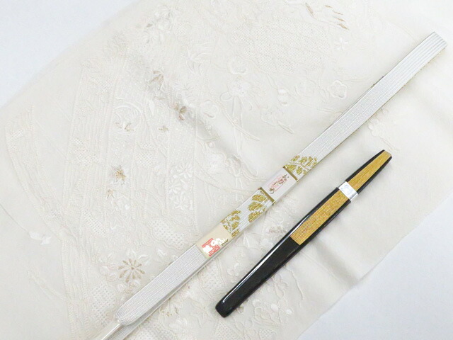 【中古】和装小物 帯締め帯揚げセット 礼装用 高麗組 金糸 スワトウ刺繍 末広付き 未使用品 帯締 帯揚 美品 26w05-7194【リサイクル】 IDnet｜アイディーネット