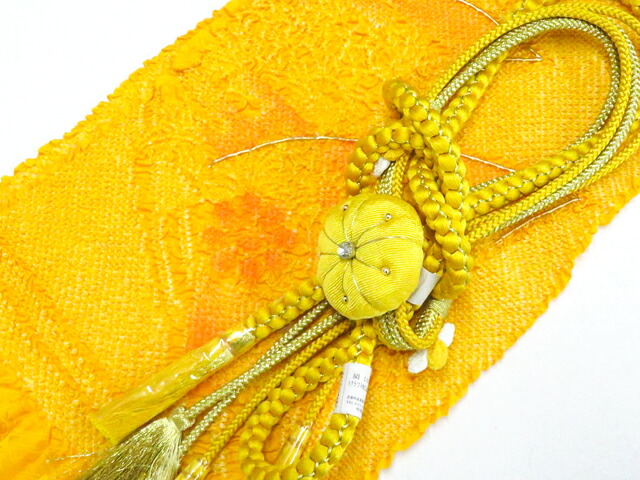 【中古】和装小物 帯締め帯揚げセット 振袖用 丸組 金糸 笠利付き 花 総絞り 未使用品 美品 r8w06-594【リサイクル】 IDnet｜アイディーネット