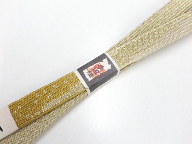 【中古】和装小物 未使用 帯締め 帯締 三彩金 平組 手組 金糸 撚り房 美品 r8w06-787【リサイクル】 IDnet|アイディーネット