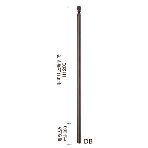 マツ六 フリーRレール 埋込式エンド支柱ロングタイプ BJ-160DB ダークブロンズ