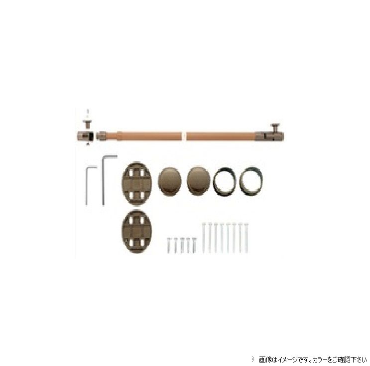 マツ六 BF-101GMB 木目Mブラウン+ゴールド 遮断機式伸縮手すりブラケット|家クラフト