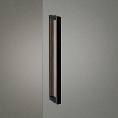 ユニオン ドアハンドル G2733-22-121 アルミ ブラストブラック+ユニウッドスコッチ 30×600×70 1セット(内外)|家づくりと工具のお店 家ファン!