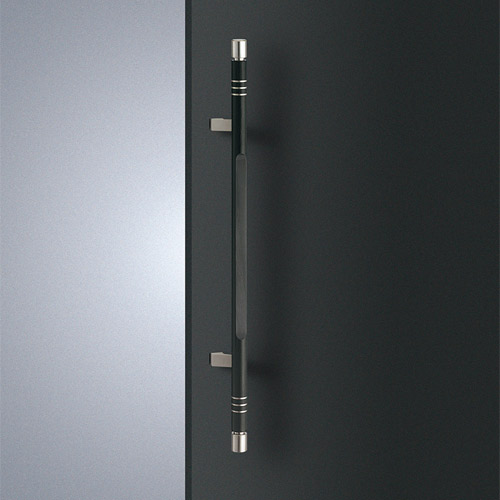 ユニオン ドアハンドル T2412-36-107-L800 ユニウッド ブラック＋ステンレス ヘアライン 63.5×800×65 1セット（内外)