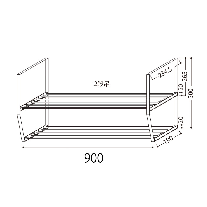 (週末祝送りとどける可) ワンド 水切棚 900X2段 W90×D23.5×H50糎 水切り棚 旧マイ仕掛ける (0244221)