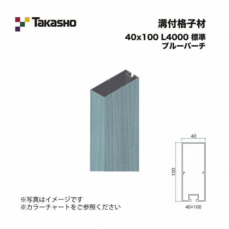 タカショー 溝付格子材 40×100 L4000 標準 ブルーバーチ 1本 ※直送／個人宅不可