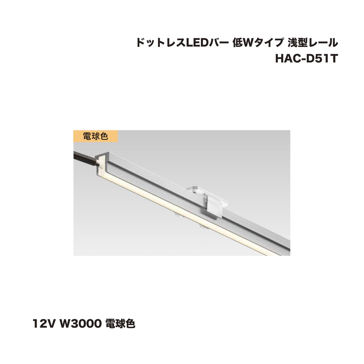 タカショー HAC-D51T ドットレスLEDバー 低Wタイプ 浅型レール 12V W3000 電球色 1台 ※直送/個人宅不可