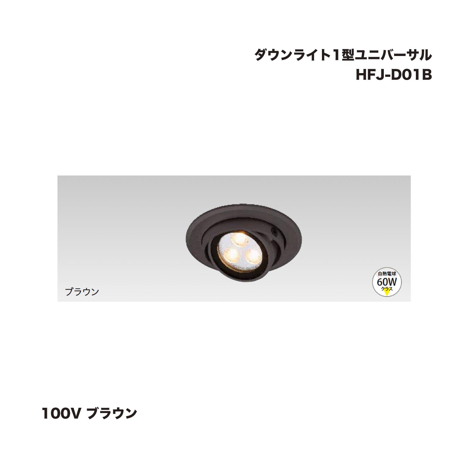 タカショー HFJ-D01B ダウンライト1型ユニバーサル 100V ブラウン 1個