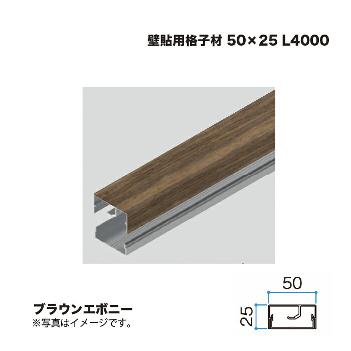 タカショー 壁貼用格子材 50×25 L4000 ブラウンエボニー 1本 ※直送／個人宅不可