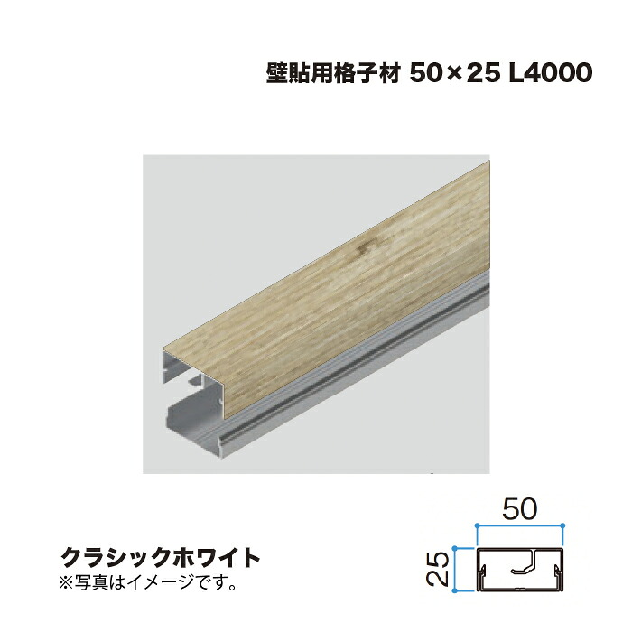 タカショー 壁貼用格子材 50×25 L4000 クラシックホワイト 1本 ※直送／個人宅不可