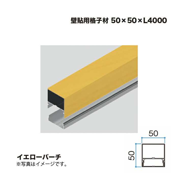 タカショー 壁貼用格子材 50×50 L4000 イエローバーチ 1本 ※直送／個人宅不可