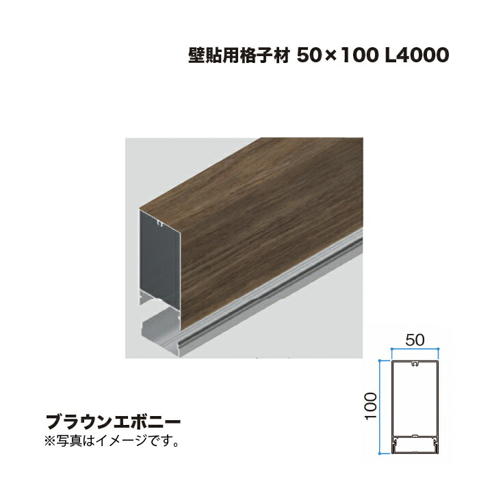 タカショー 壁貼用格子材 50×100 L4000 ブラウンエボニー 1本 ※直送／個人宅不可