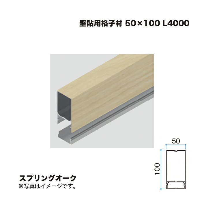 タカショー 壁貼用格子材 50×100 L4000 スプリングオーク 1本 ※直送／個人宅不可