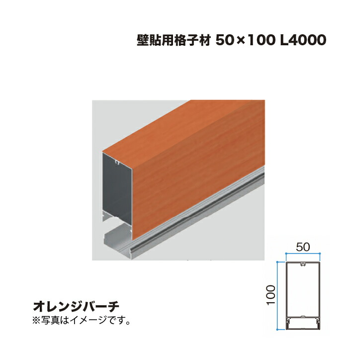 タカショー 壁貼用格子材 50×100 L4000 オレンジバーチ 1本 ※直送／個人宅不可