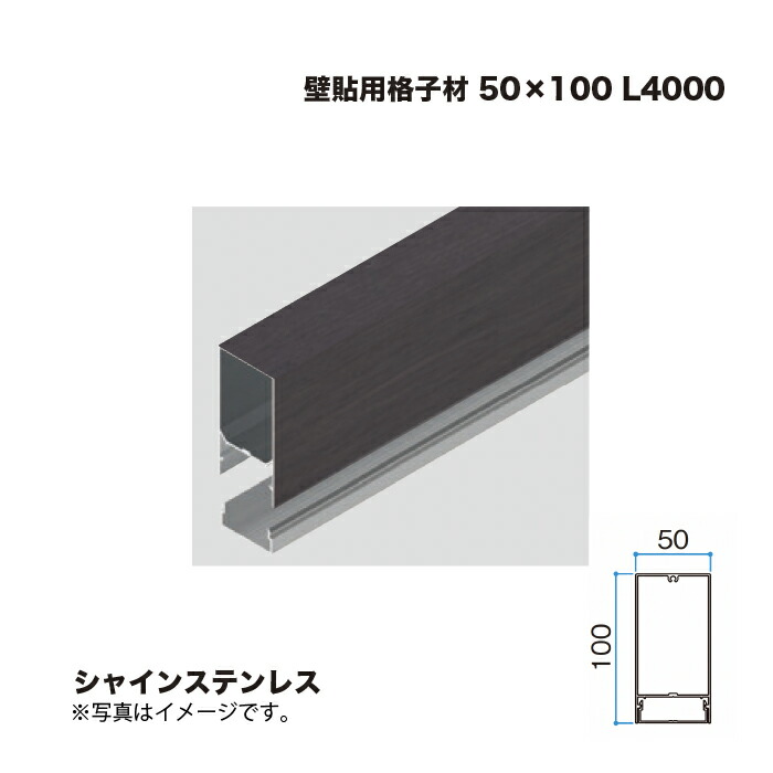 タカショー 壁貼用格子材 50×100 L4000 シャインステンレス 1本 ※直送／個人宅不可