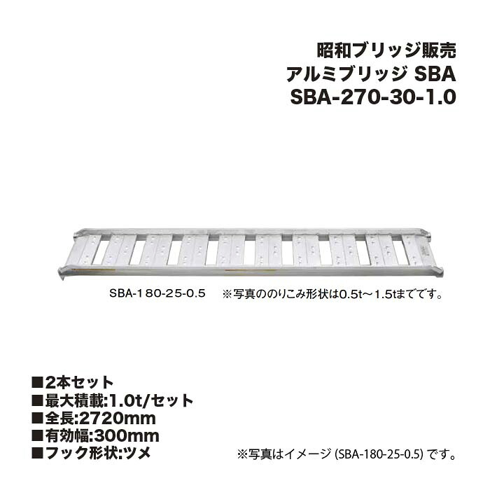 (2本セット) 昭和ブリッジ販売 SBA-270-30-1.0 アルミブリッジ (ツメタイプ) SBA 小型・中型建機・農業機械用 ゴムシュー・ホイール用 アルインコ