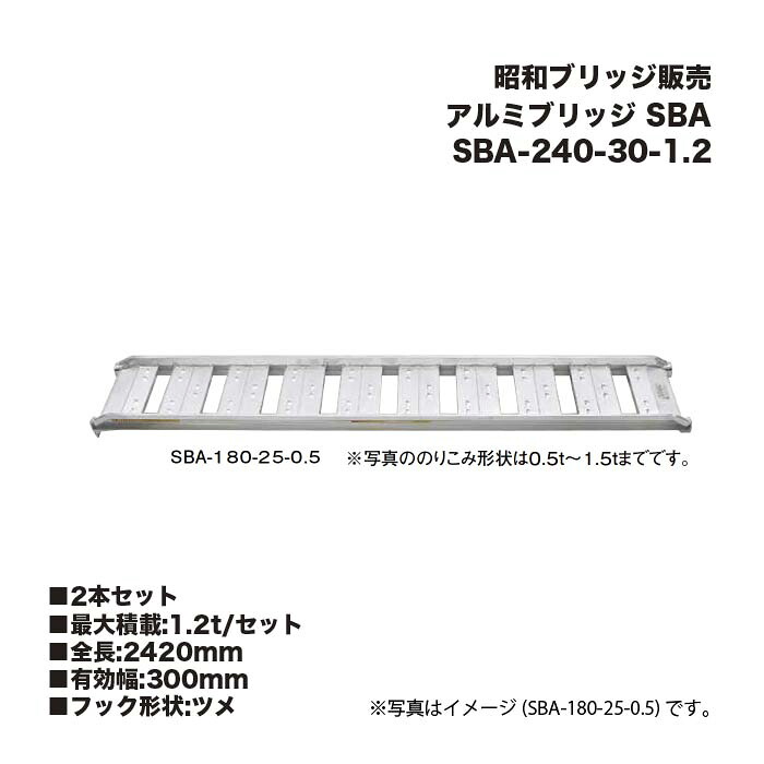 (2本セット) 昭和ブリッジ販売 SBA-240-30-1.2 アルミブリッジ (ツメタイプ) SBA 小型・中型建機・農業機械用 ゴムシュー・ホイール用 アルインコ