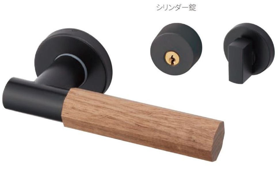 マルキハードウェア MLW-200 ウォールナット 八角レバーハンドル 室内シリンダー錠 BS50 丸喜金属
