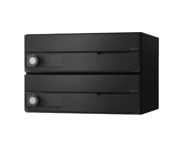 キョーワナスタ KS-MB4002PU-2L-BK ポスト 前入前出／屋内タイプ 2戸用 上開き 静音大型ダイヤル錠 ブラック　受注生産｜家づくりと工具のお店　家ファン！