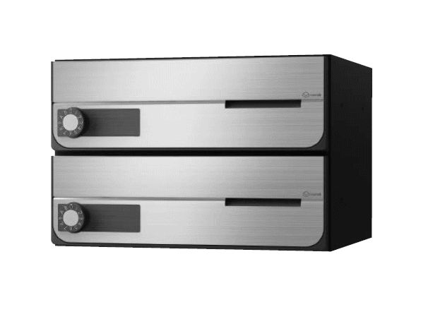 キョーワナスタ KS-MB4002PU-2LK-S ポスト 前入前出／屋内タイプ 2戸用 上開き 可変ダイヤル錠 ステンレスヘアーライン