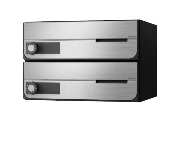 キョーワナスタ KS-MB4202PU-2L-S ポスト 前入前出／防滴タイプ 2戸用 静音大型ダイヤル錠 ステンレスヘアーライン
