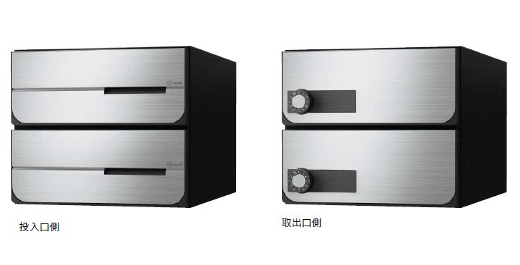 キョーワナスタ KS-MB6102PY-2LK-S ポスト 前入後出/防滴タイプ 2戸用 横開き 可変ダイヤル錠 ステンレスヘアーライン