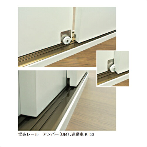 杉田エース 2連動引戸金物EASY SYNC埋込3連 敷居・鴨居セットUS33T-2UM-80(256-112)