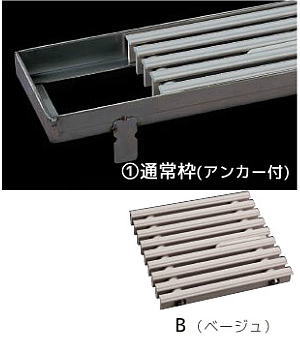 シマブン GRSS-20L2000A-B セーフティグレーチング スリットタイプ 通常枠(アンカー付) 枠共|家づくりと工具のお店 家ファン!