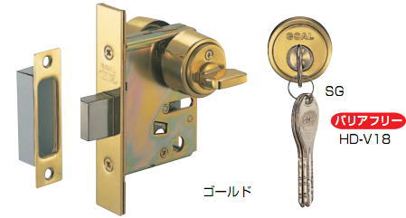 シロクマ 白熊印 レバーハンドルオプション 目的地 GOAL バリアフリー本締錠 固定ディスク-V18 SG/黄金色/黒いこと 花・ガーデン・DIY-木材・建築資材・設備-ドアノブ・レバー