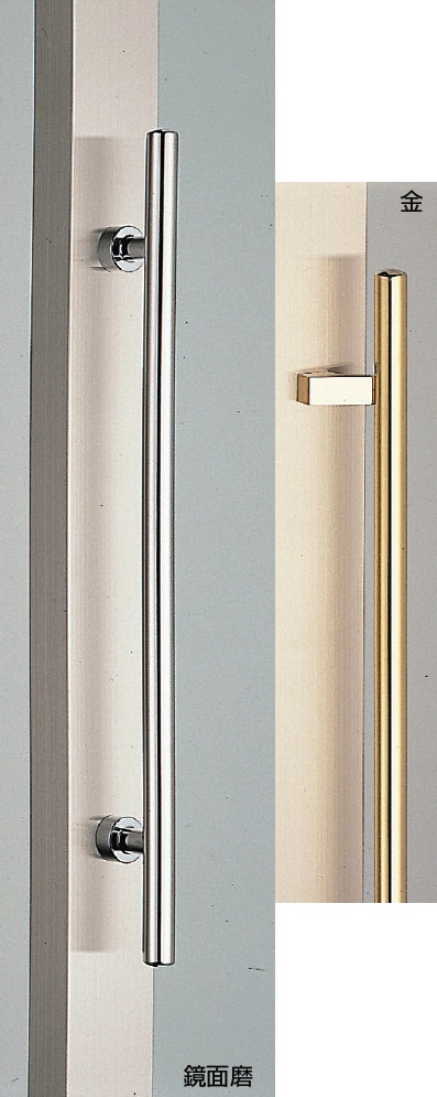 シロクマ 白熊印 ドアー取っ手 ドアハンドル No.303L 両面用 L600mm 甲丸丸棒取手 ST鏡面磨|家づくりと工具のお店 家ファン!