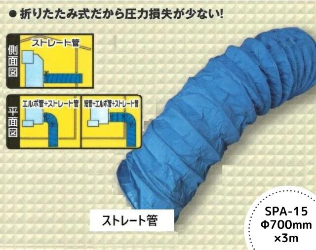 ホクエツ『排風ダクト（SPA-15型）』 Φ700mm×3m - 排風機 静岡製機 サタケ 山本製作所 大島農機 穀物乾燥機用ダクト
