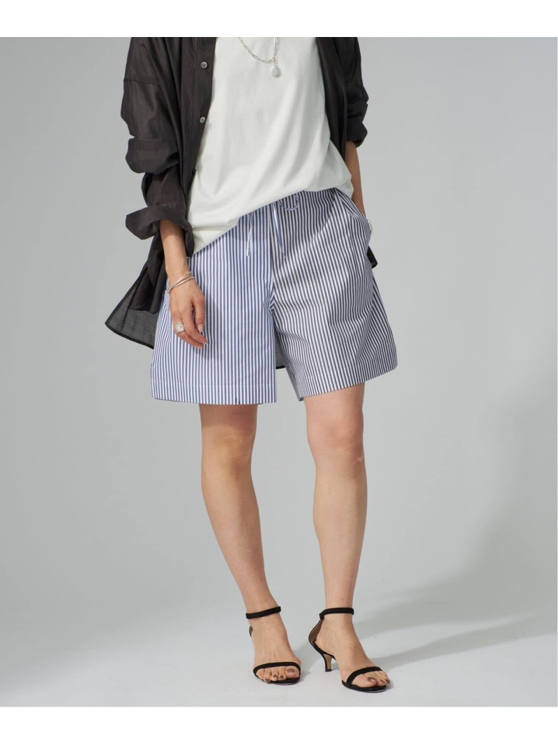 《予約》Stripe ショートパンツ VERMEIL par iena ヴェルメイユ パー イエナ パンツ その他のパンツ ブルー【先行予約】*【送料無料】[ Fashion]