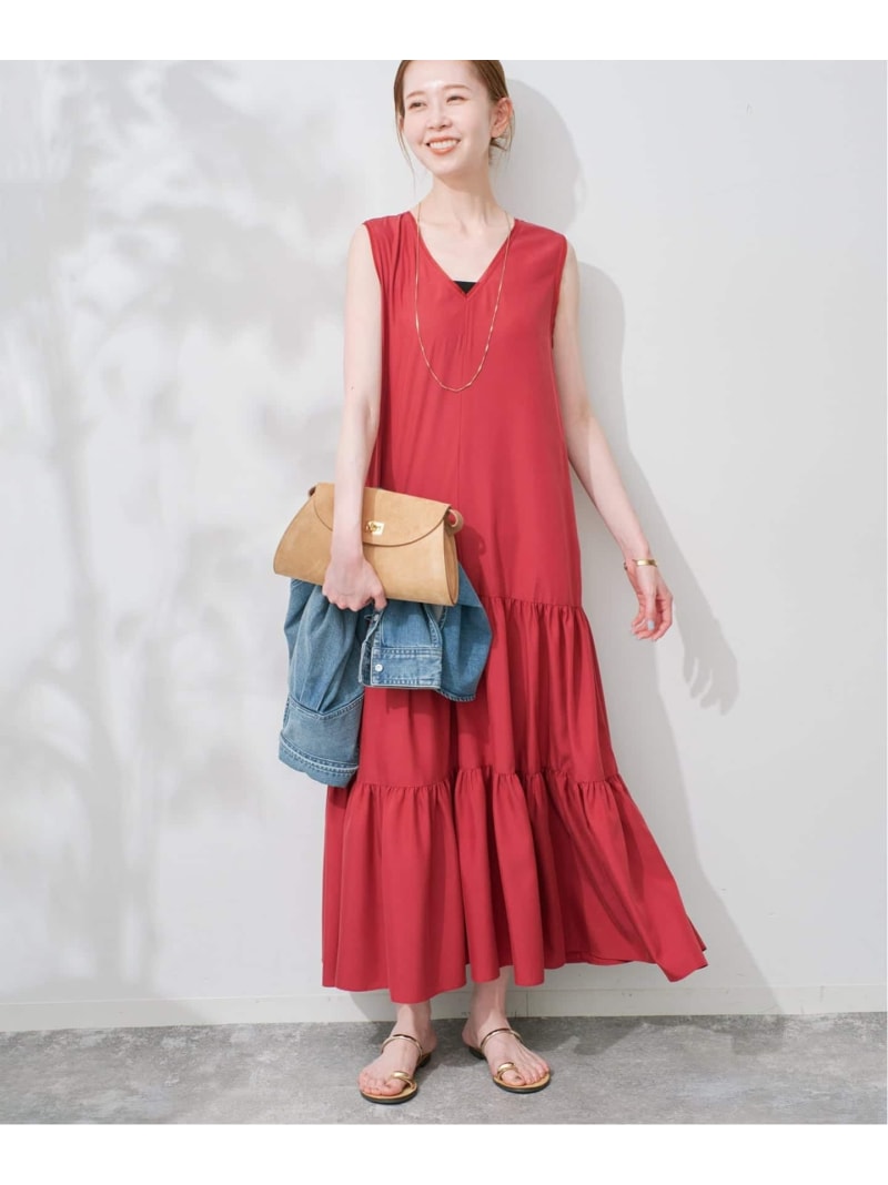 【SALE／30%OFF】《WEB限定》ティアードワンピース SLOBE IENA スローブ イエナ ワンピース・ドレス ワンピース ブラック レッド【RBA_E】【送料無料】[ Fashion]｜IENA 8,547円