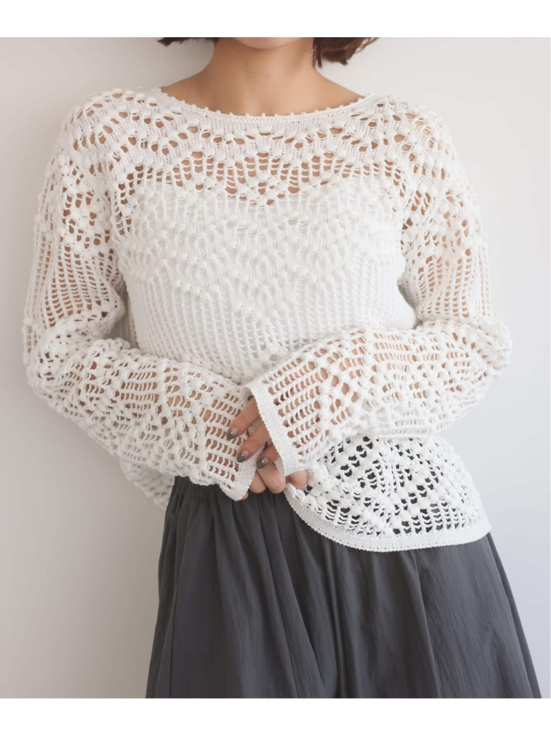 IRONING/アイロニング crochet patterend ニット 03IR02041 SLOBE IENA スローブ イエナ トップス ニット ホワイト【送料無料】[ Fashion]