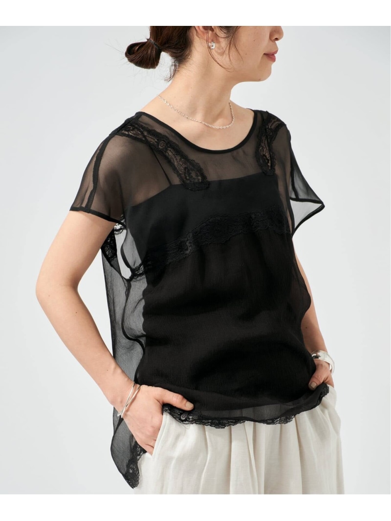 【SALE／30%OFF】Raspail ラスパイユ Lace Swithed ブラウス RB-277 VERMEIL par iena ヴェルメイユ パー イエナ トップス シャツ・ブラウス ブラック【RBA_E】【送料無料】[ Fashion]｜IENA