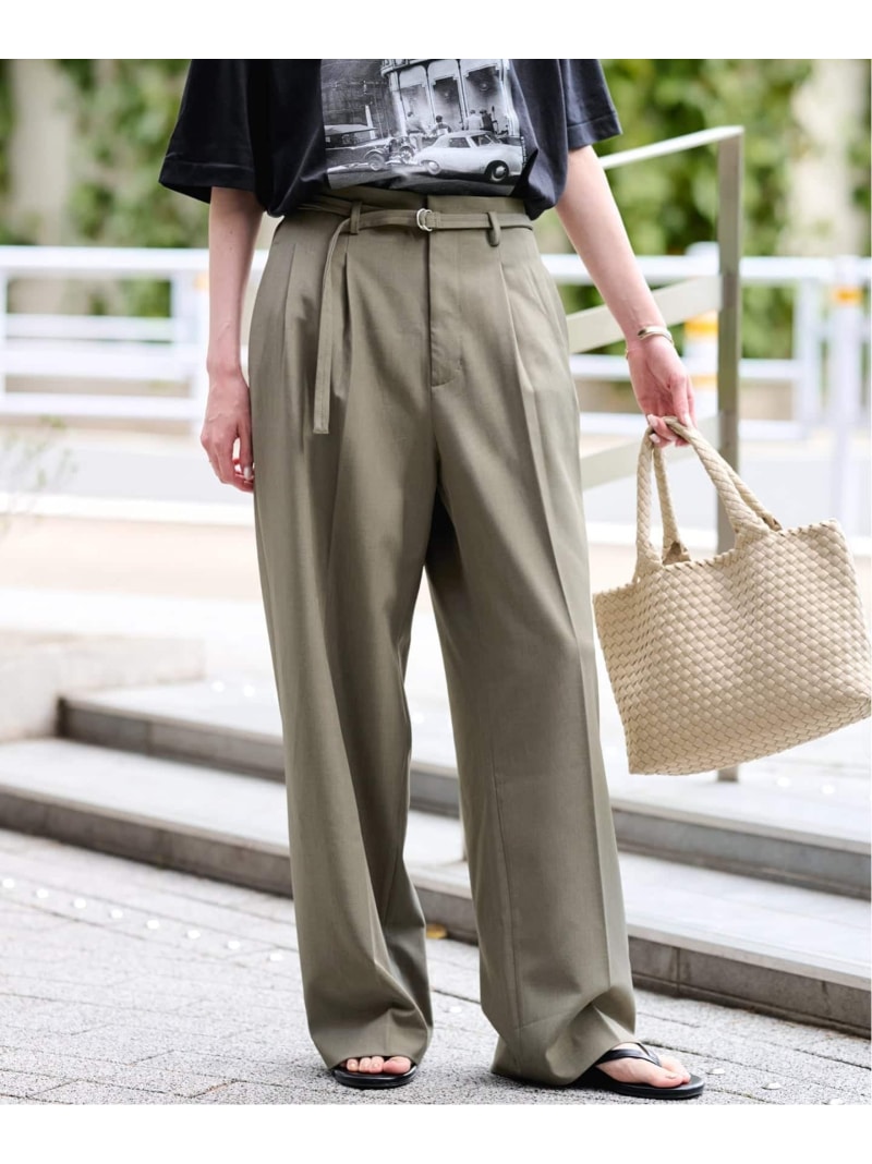 《4サイズ展開》ベルテット2タックストレートパンツ SLOBE IENA スローブ イエナ パンツ スラックス・ドレスパンツ カーキグリーン ブラック【送料無料】[ Fashion]