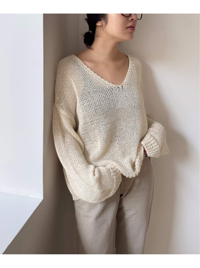 ギマヤーンVネックプルオーバー SLOBE IENA スローブ イエナ トップス ニット ベージュ パープル【送料無料】[ Fashion]