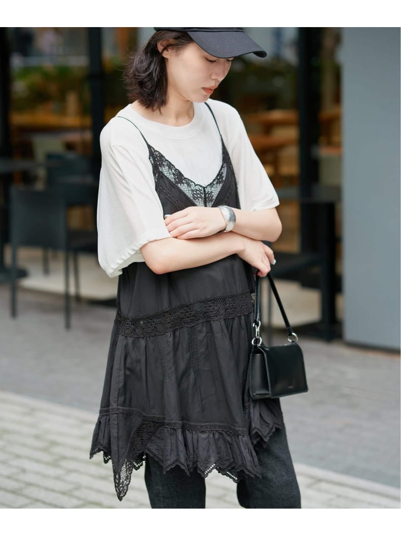リバーレースキャミワンピース SLOBE IENA スローブ イエナ ワンピース・ドレス ワンピース ブラック【送料無料】[ Fashion]
