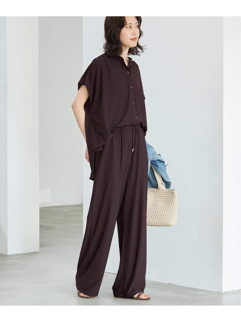《2枚セット/追加》カットジョーゼットセットアップ SLOBE IENA スローブ イエナ トップス カットソー・Tシャツ ブラウン ブラック【送料無料】[ Fashion]｜IENA
