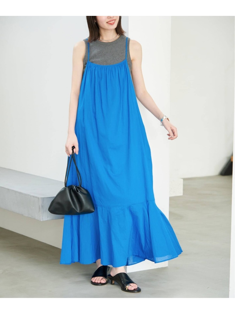 India ボイルギャザーキャミワンピース SLOBE IENA スローブ イエナ ワンピース・ドレス ワンピース ブルー【送料無料】[ Fashion]｜IENA